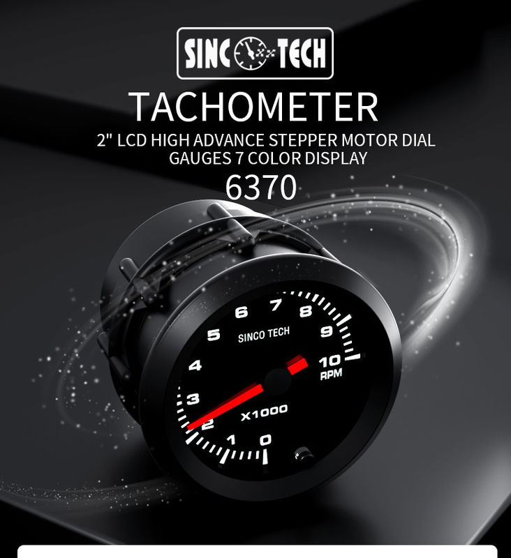 6370 Sensor 52mm Digital Tachometer Gauge 7 Color Stepper Motor Gauges